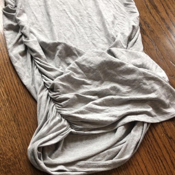 Antistar Gray Ruched Stretch Crew Neck Casual High-Low Shirt Dress - Picture 3 of 4